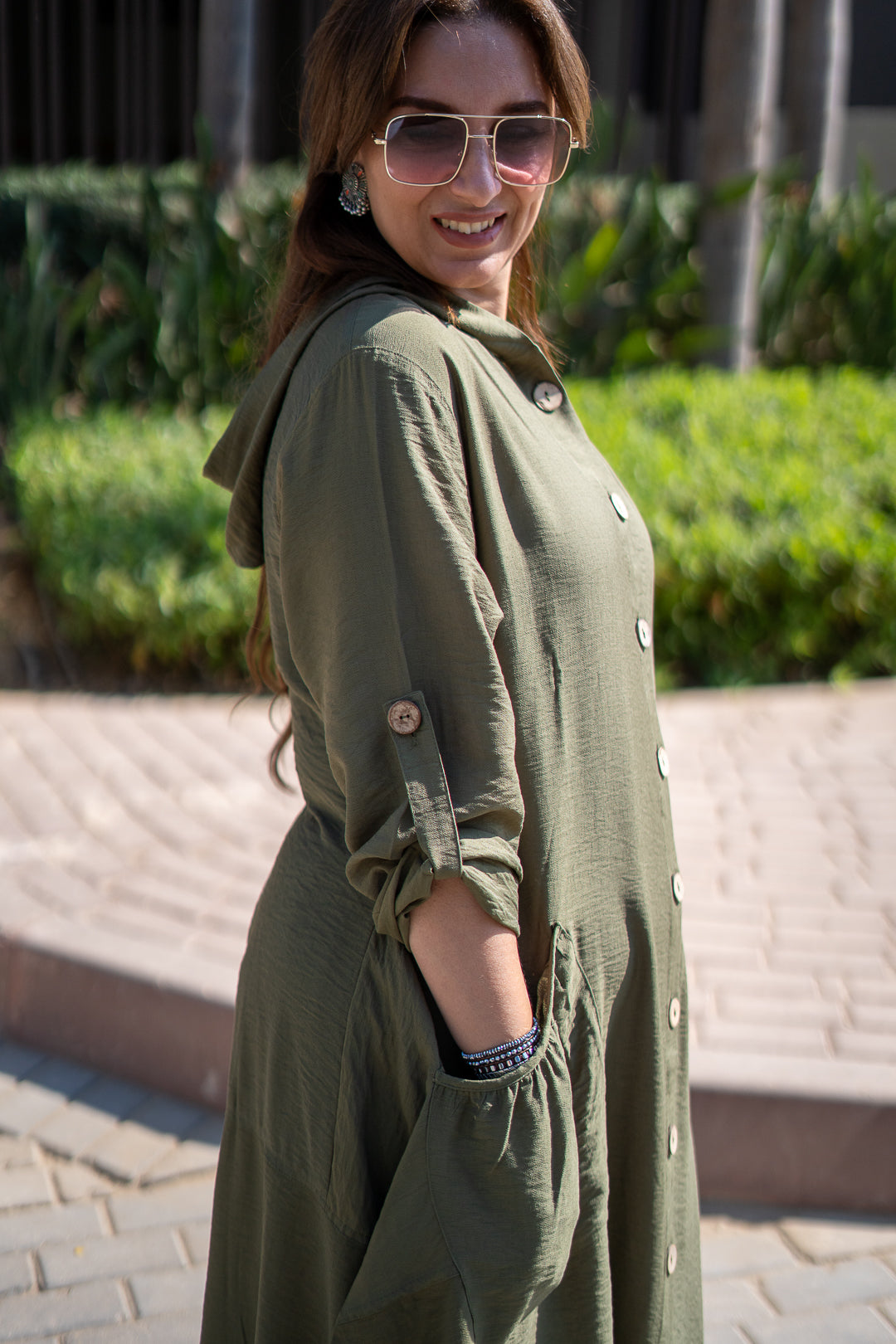 Olive Large Pocket Dress