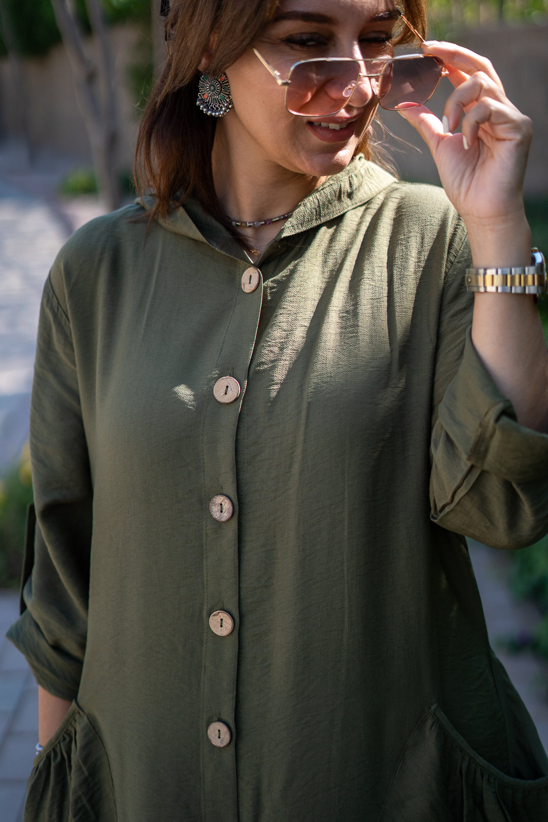 Olive Large Pocket Dress