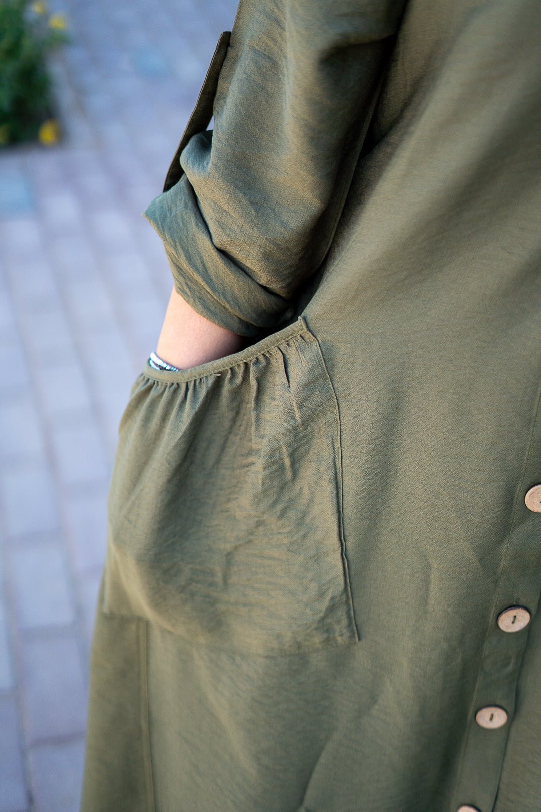 Olive Large Pocket Dress