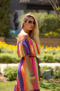 Sunset Glow Off-Shoulder Maxi Dress
