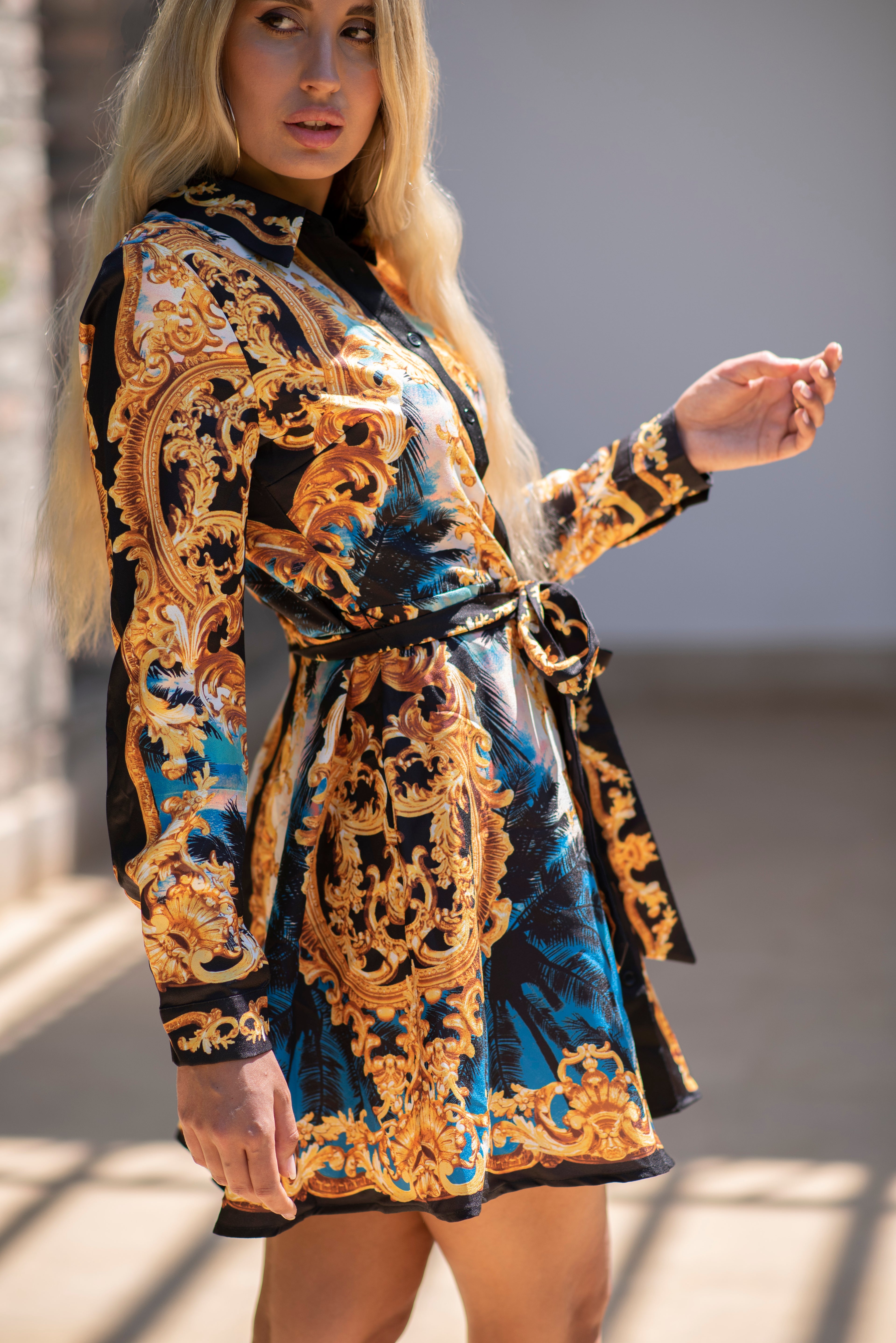 Golden Escape Shirt Dress