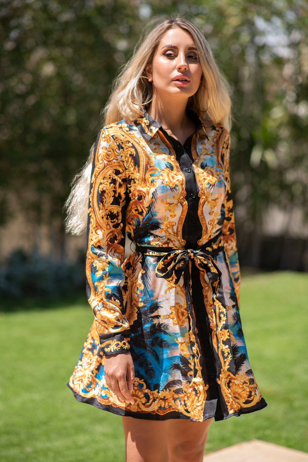 Golden Escape Shirt Dress