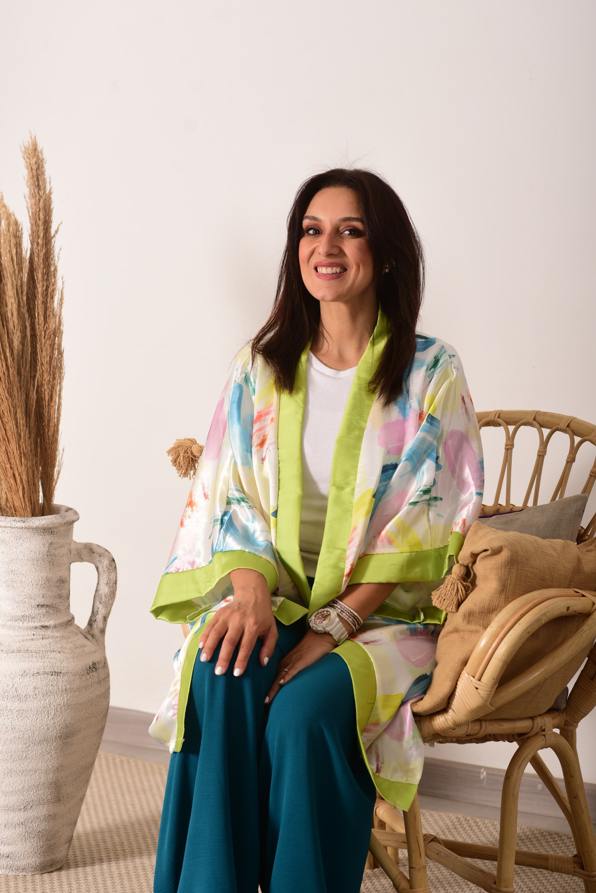 Pastel Breeze Satin Kimono