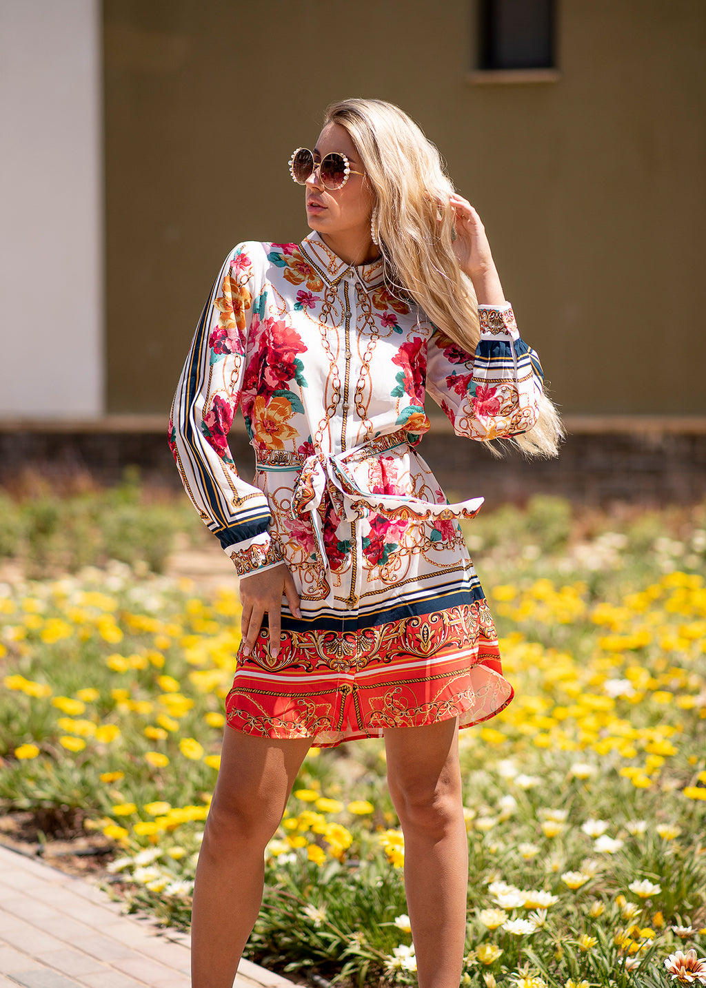 Baroque Bloom Shirt Dress