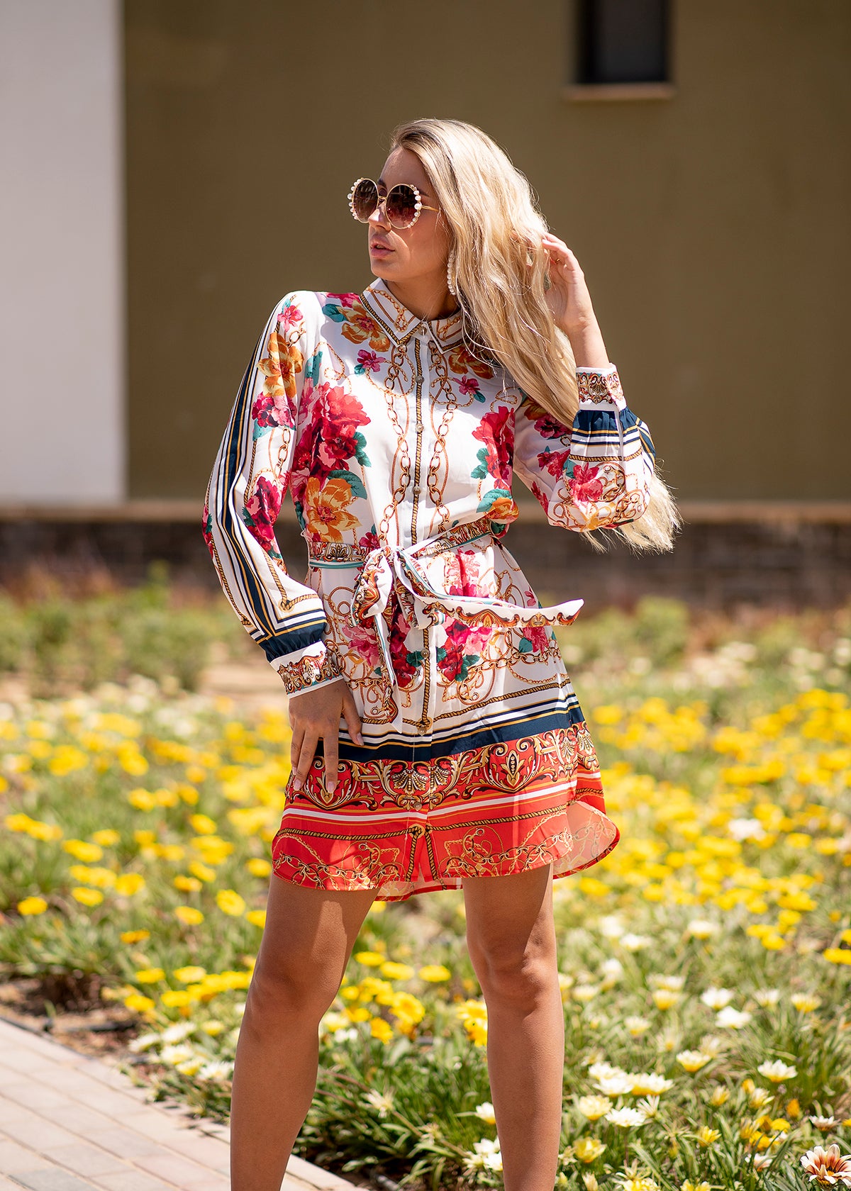 Baroque Bloom Shirt Dress