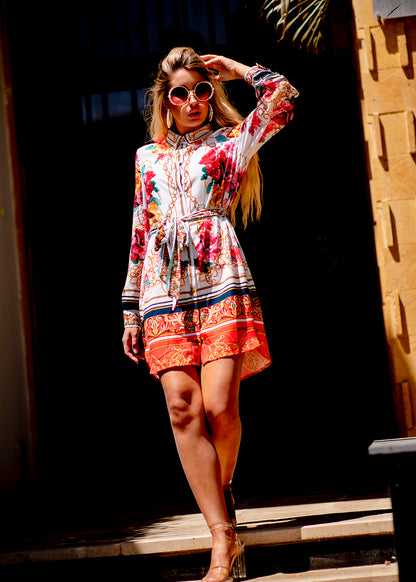 Baroque Bloom Shirt Dress