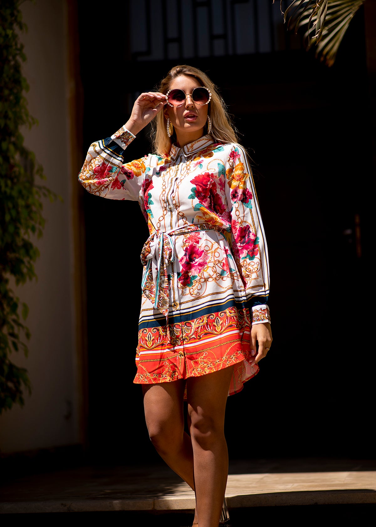 Baroque Bloom Shirt Dress