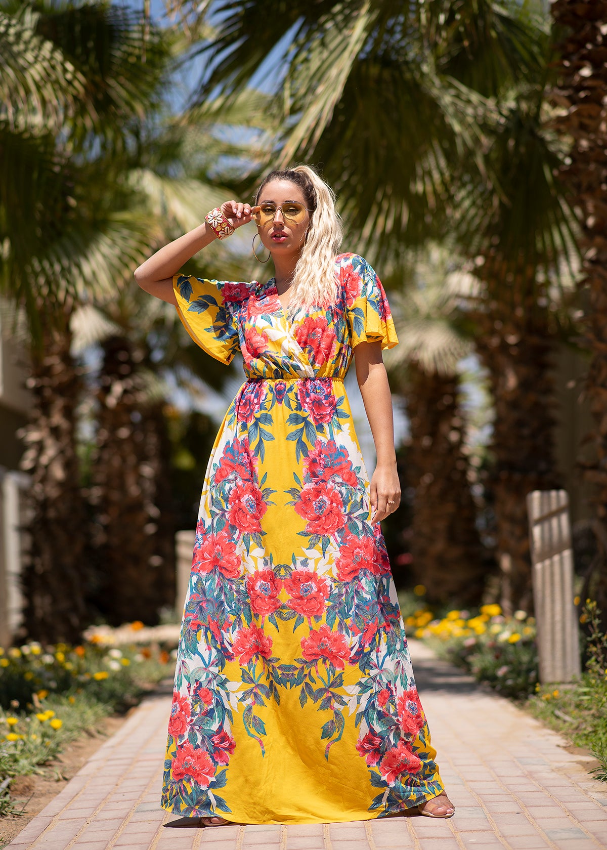 Golden Bloom Maxi Dress