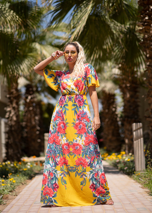 Golden Bloom Maxi Dress