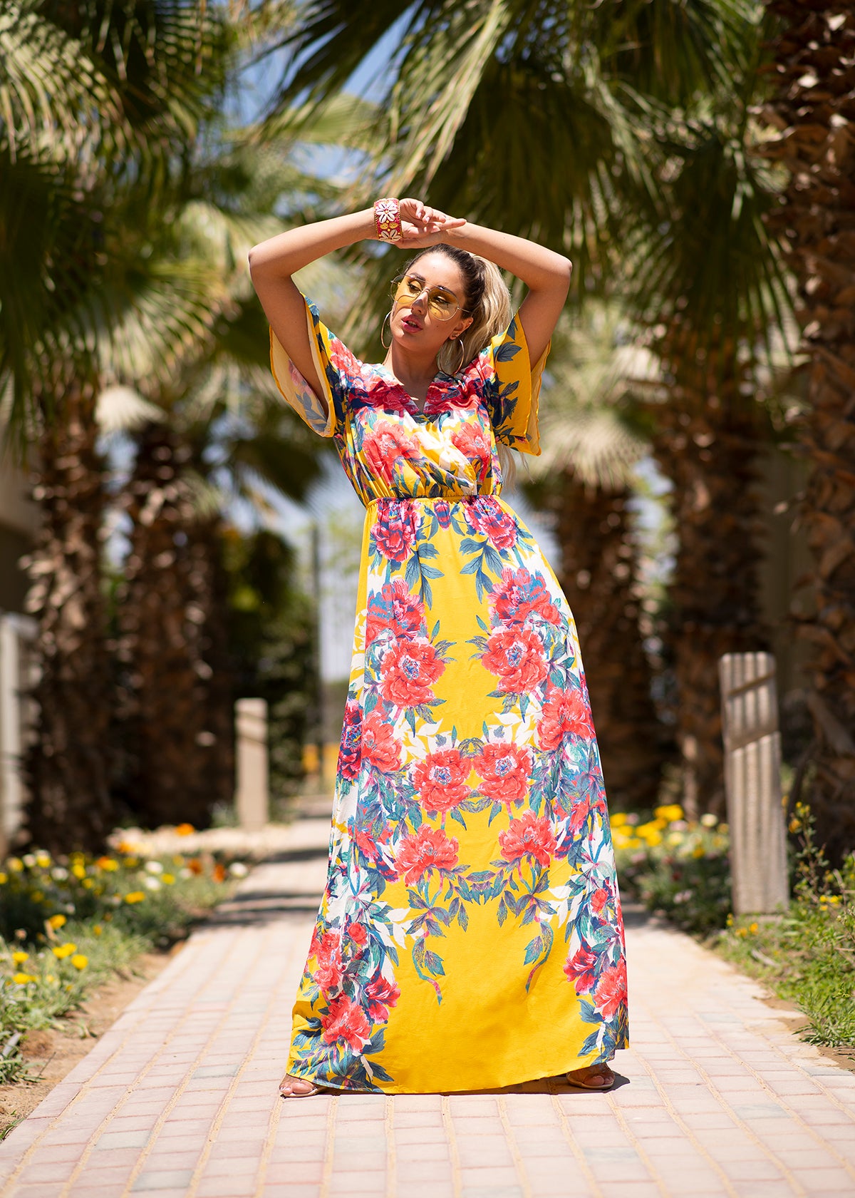 Golden Bloom Maxi Dress