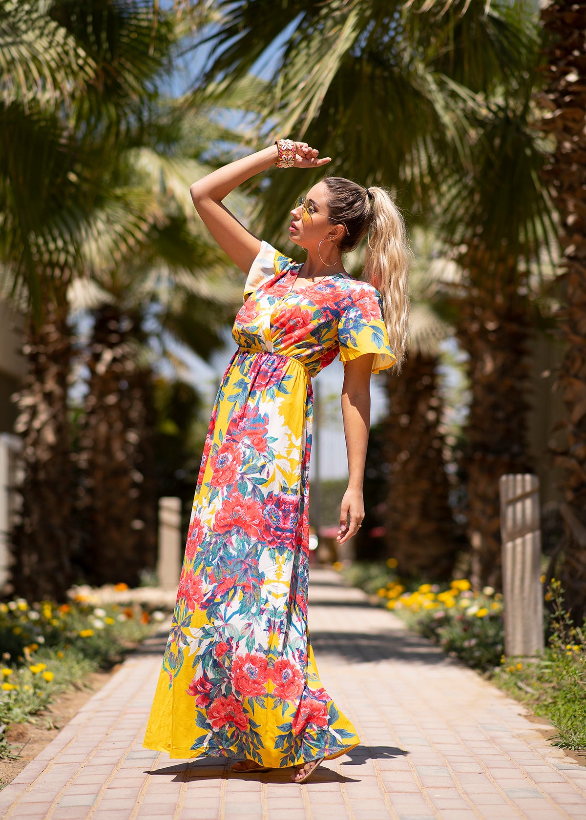 Golden Bloom Maxi Dress