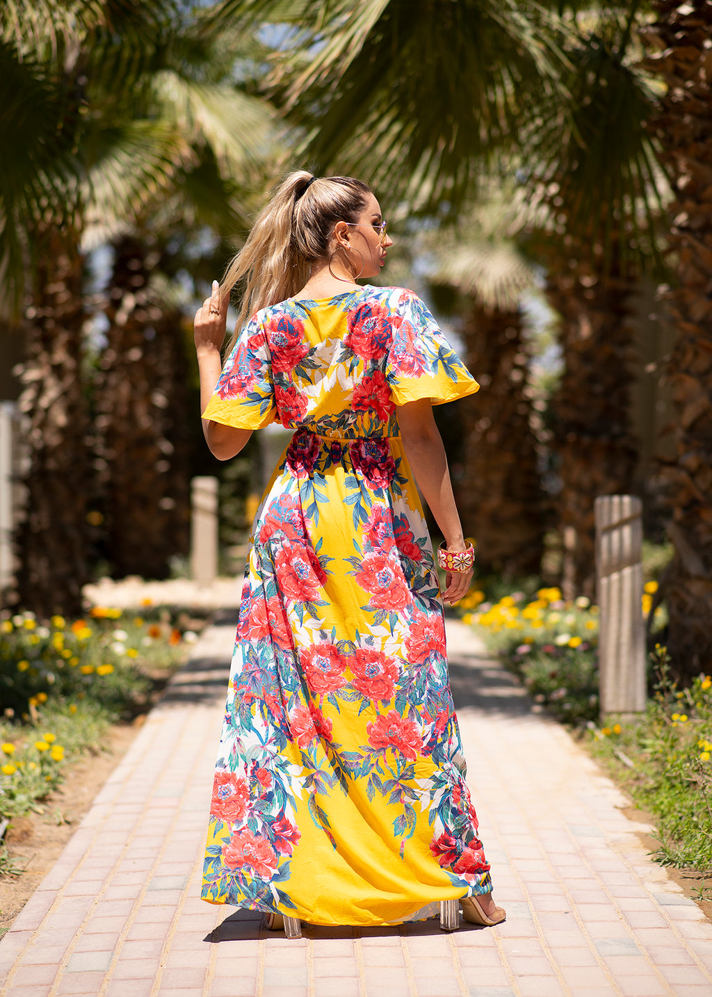 Golden Bloom Maxi Dress