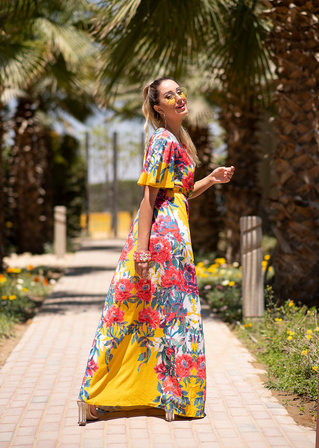 Golden Bloom Maxi Dress