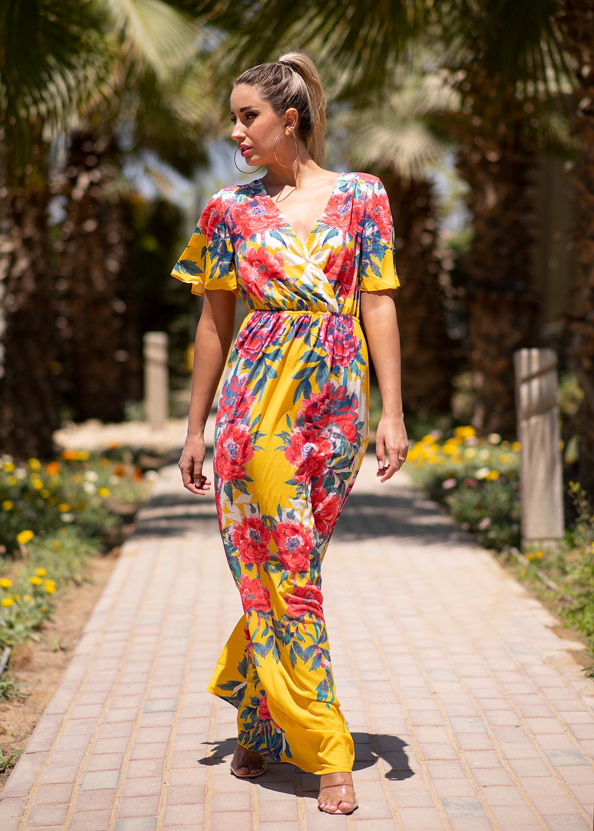 Golden Bloom Maxi Dress