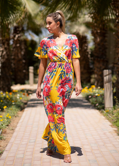 Golden Bloom Maxi Dress