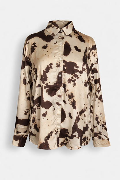 Abstract Cow Silky Shirt