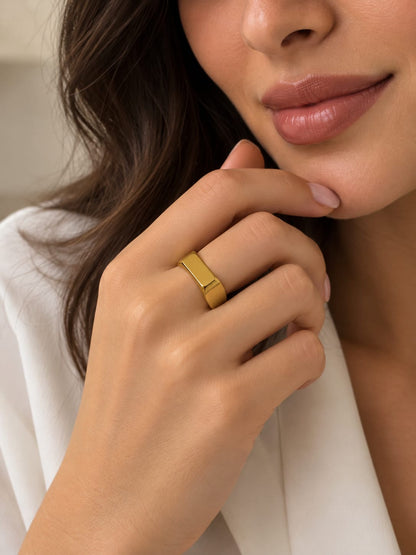 Classic Flat Gold Signet Ring
