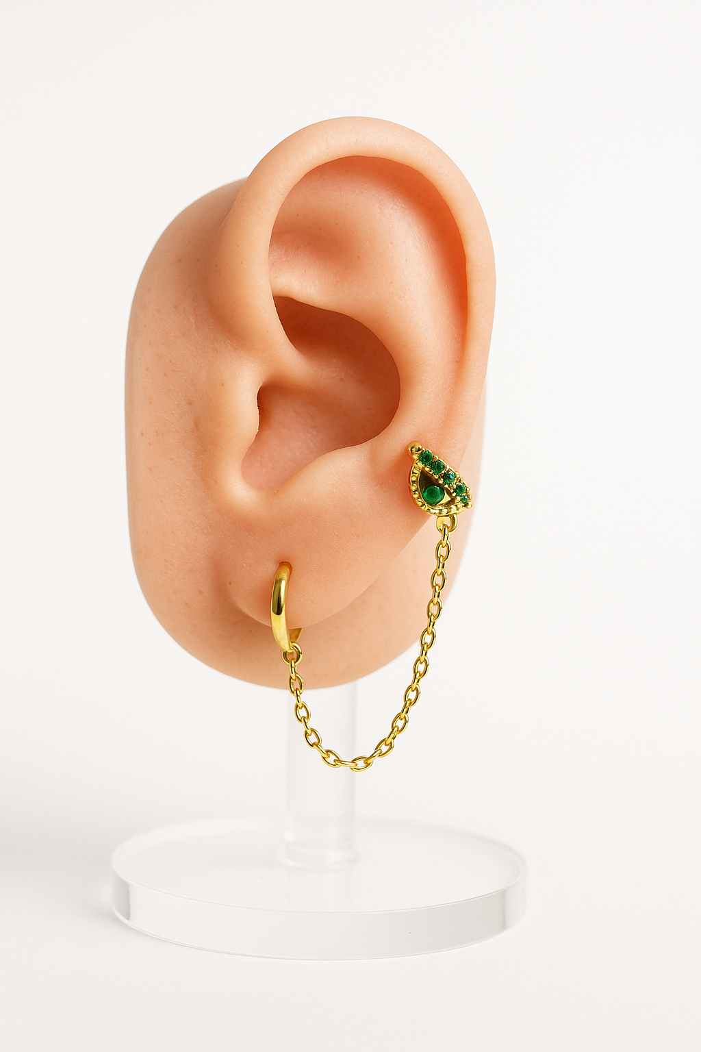 Emerald Allure Dual-Hoop Earrings