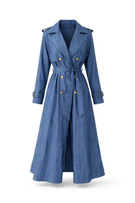 The Élan Trench Coat Denim  Blue