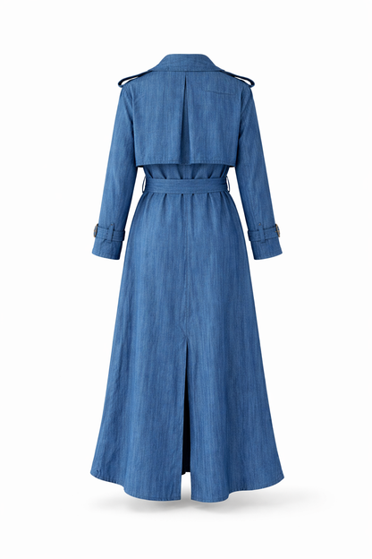 The Élan Trench Coat Denim  Blue