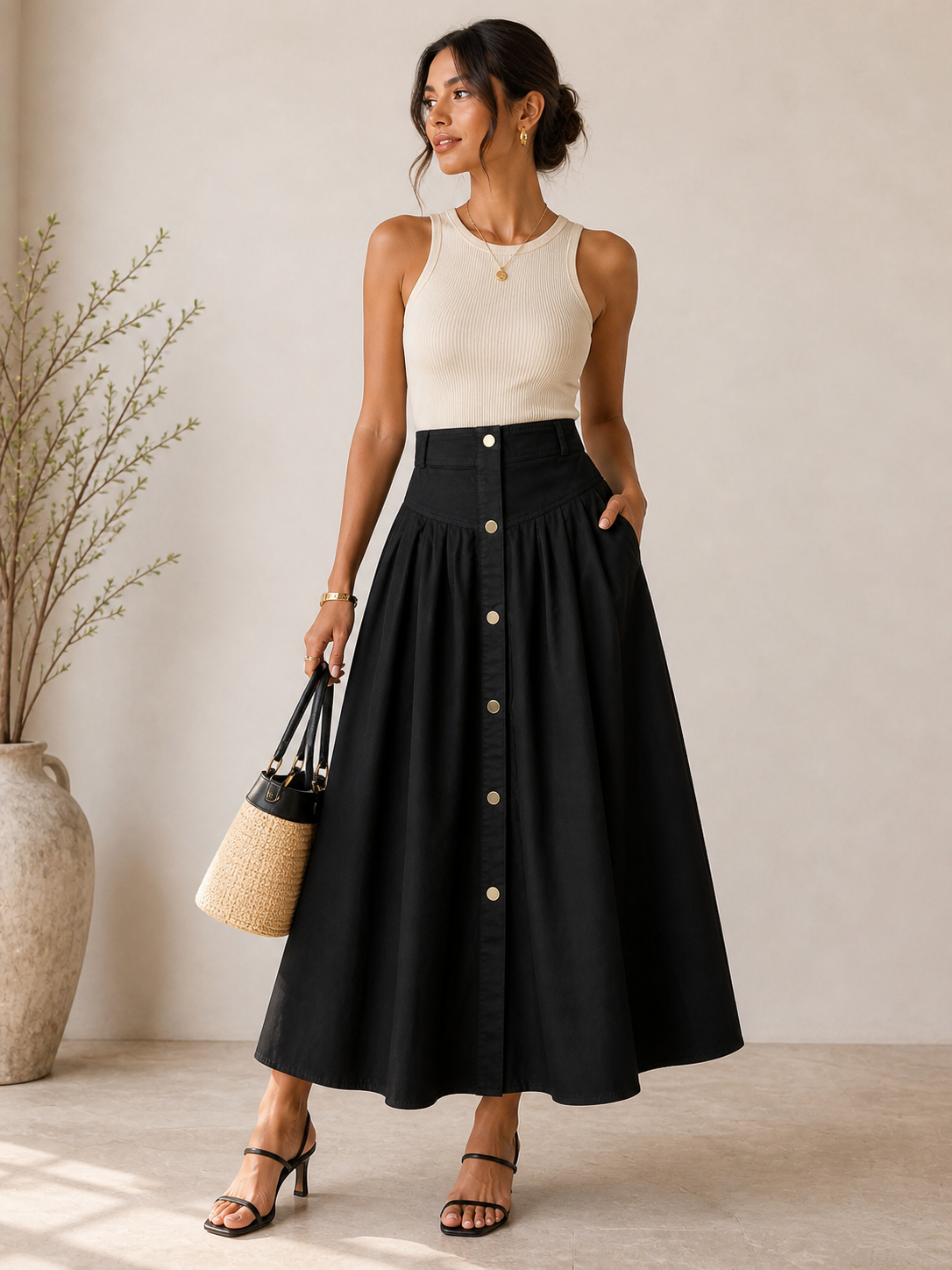 High-Waist Flow Skirt
