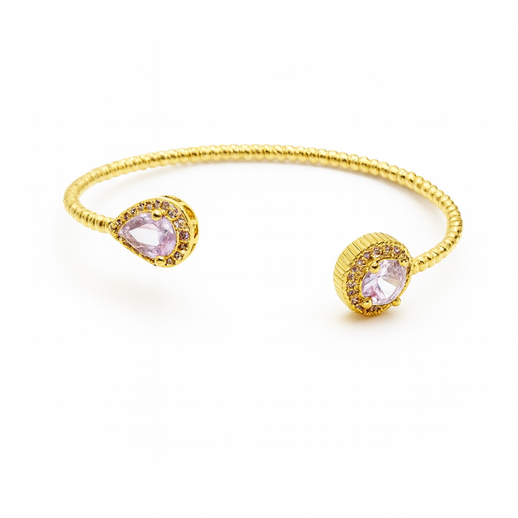 Amethyst Halo Cuff Bracelet