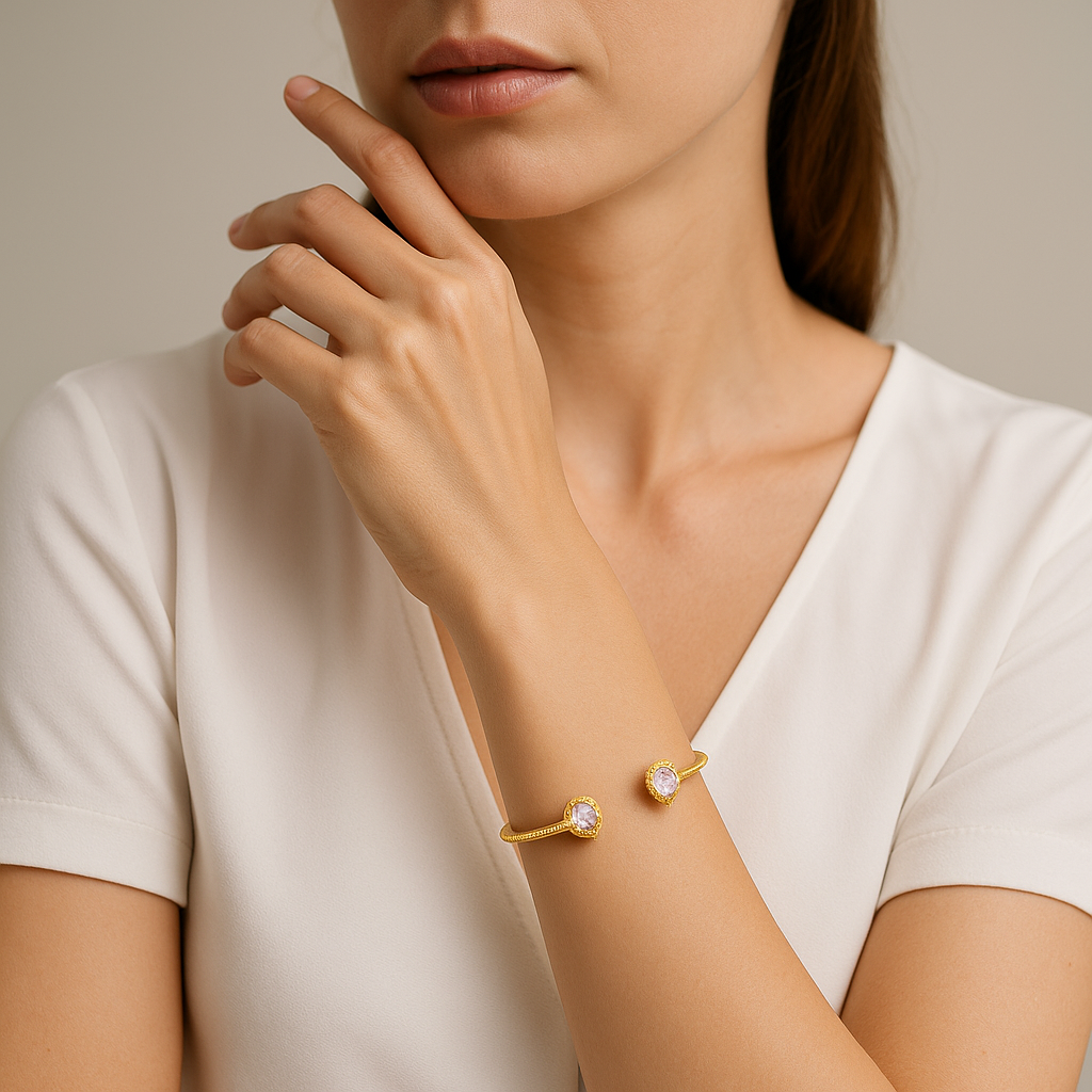 Amethyst Halo Cuff Bracelet