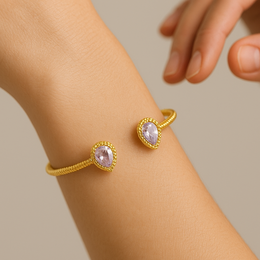 Amethyst Halo Cuff Bracelet