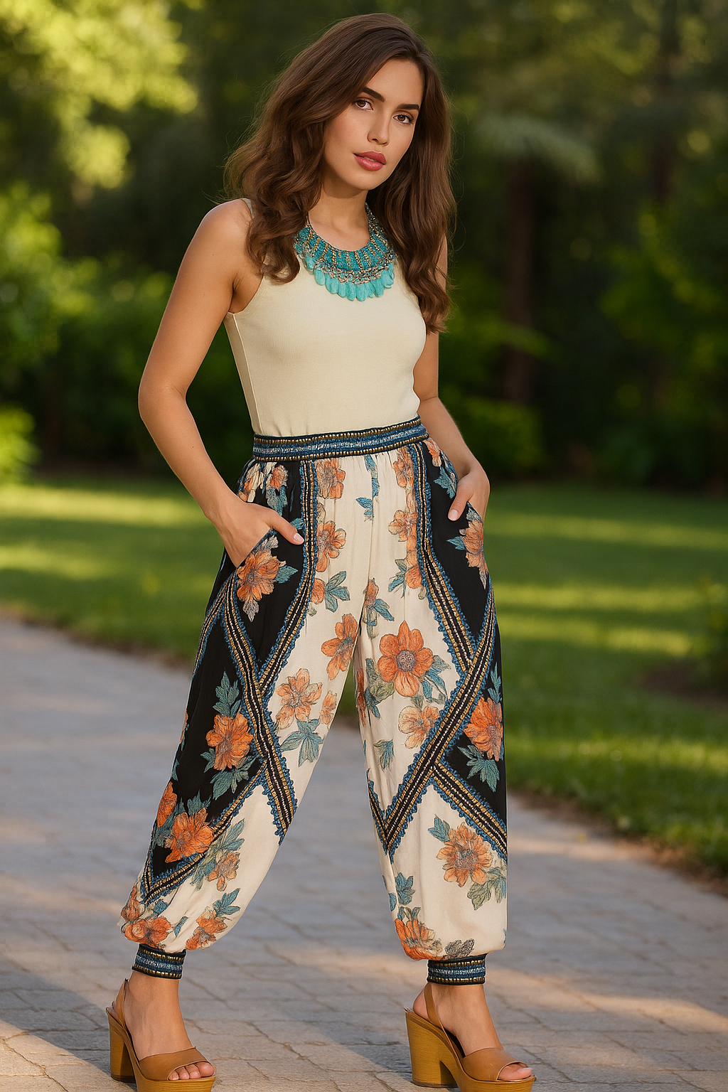 Boho Floral Harem Pants