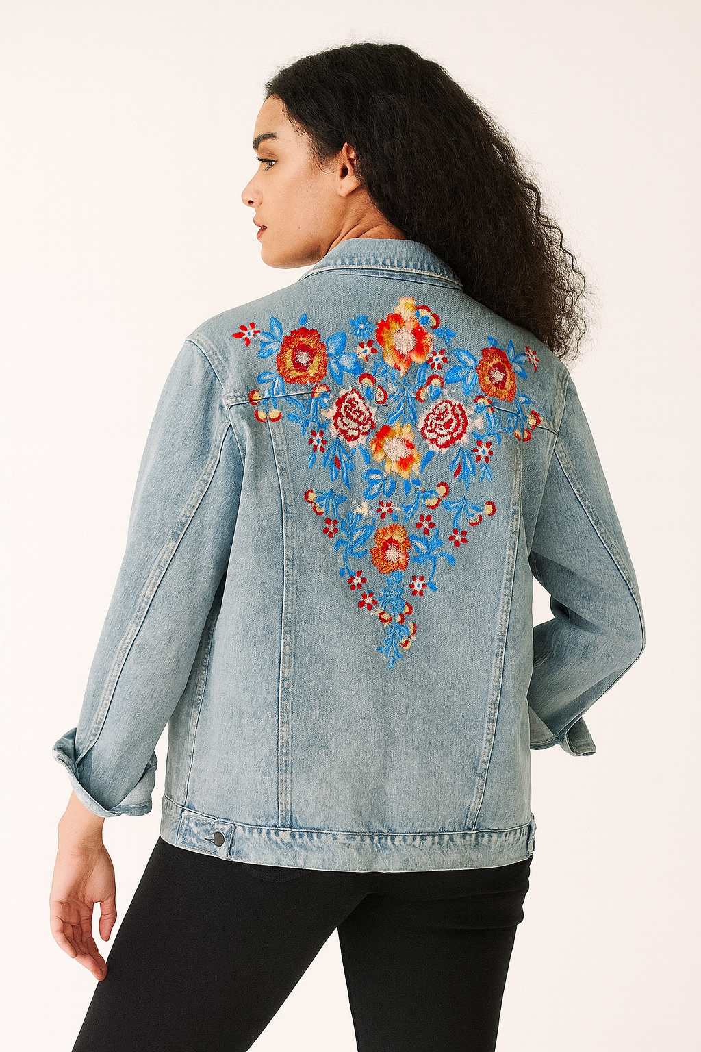 Embroidered Bloom Denim Jacket