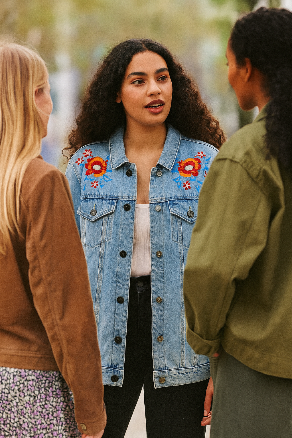 Embroidered Bloom Denim Jacket