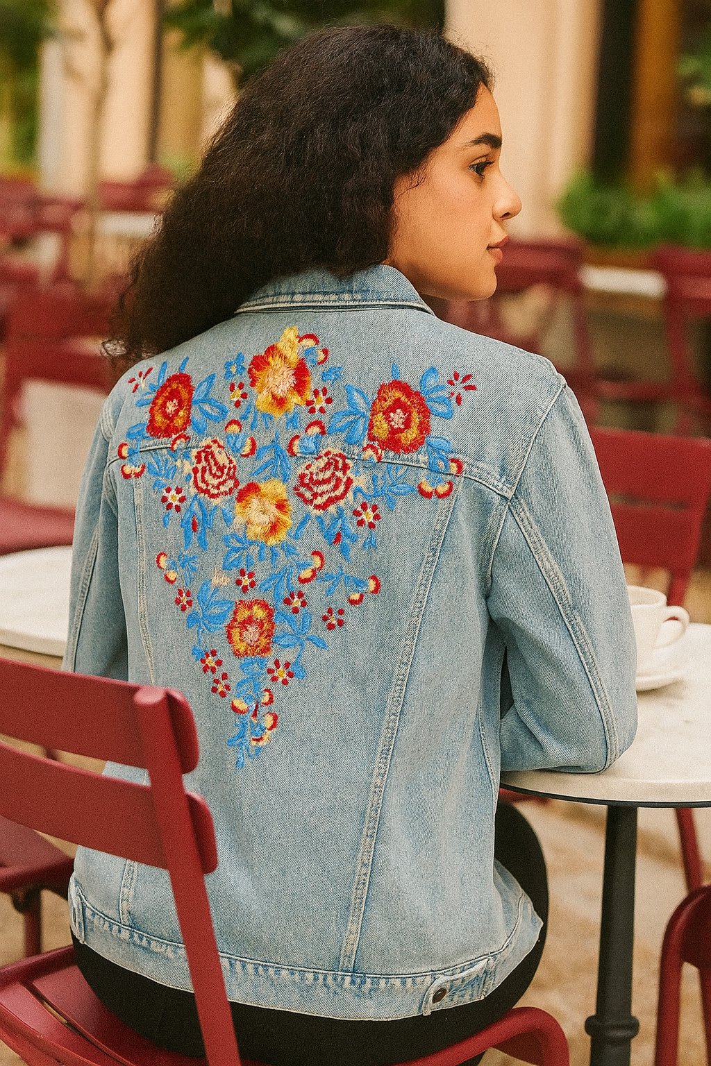 Embroidered Bloom Denim Jacket
