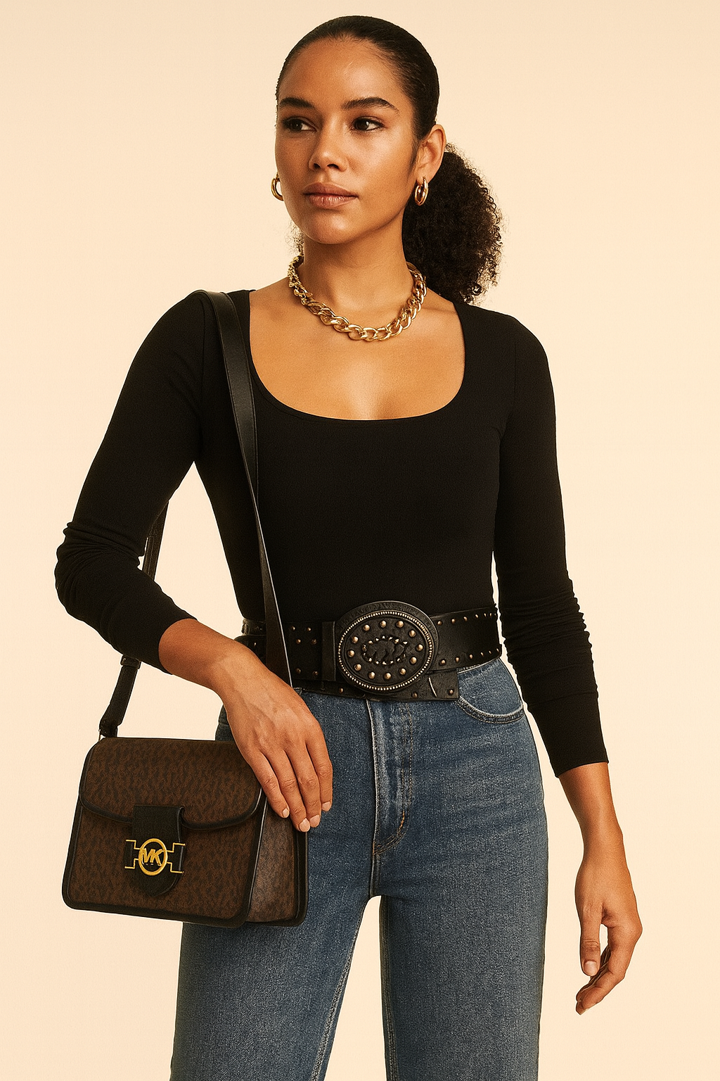Oval Stud Statement Belt 106 cms