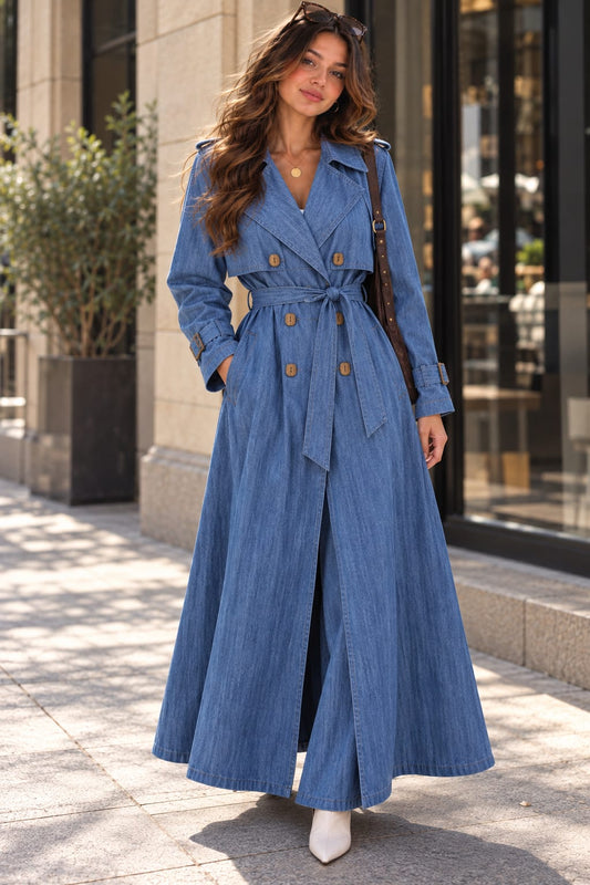 The Élan Trench Coat Denim  Blue