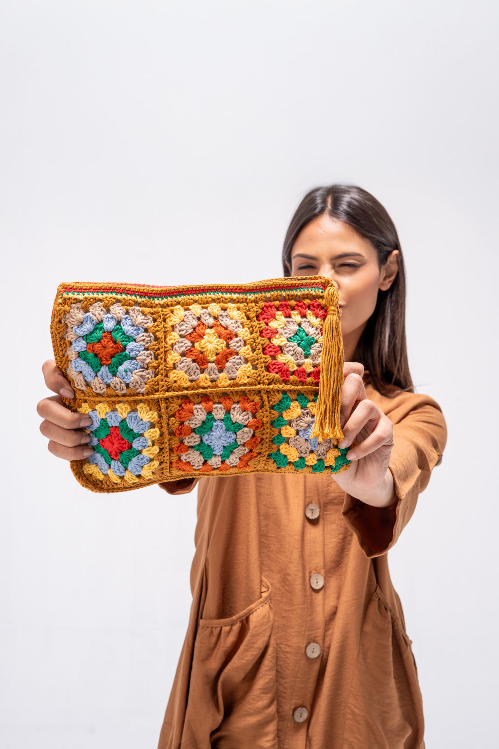 Boho Bloom Crochet Clutch