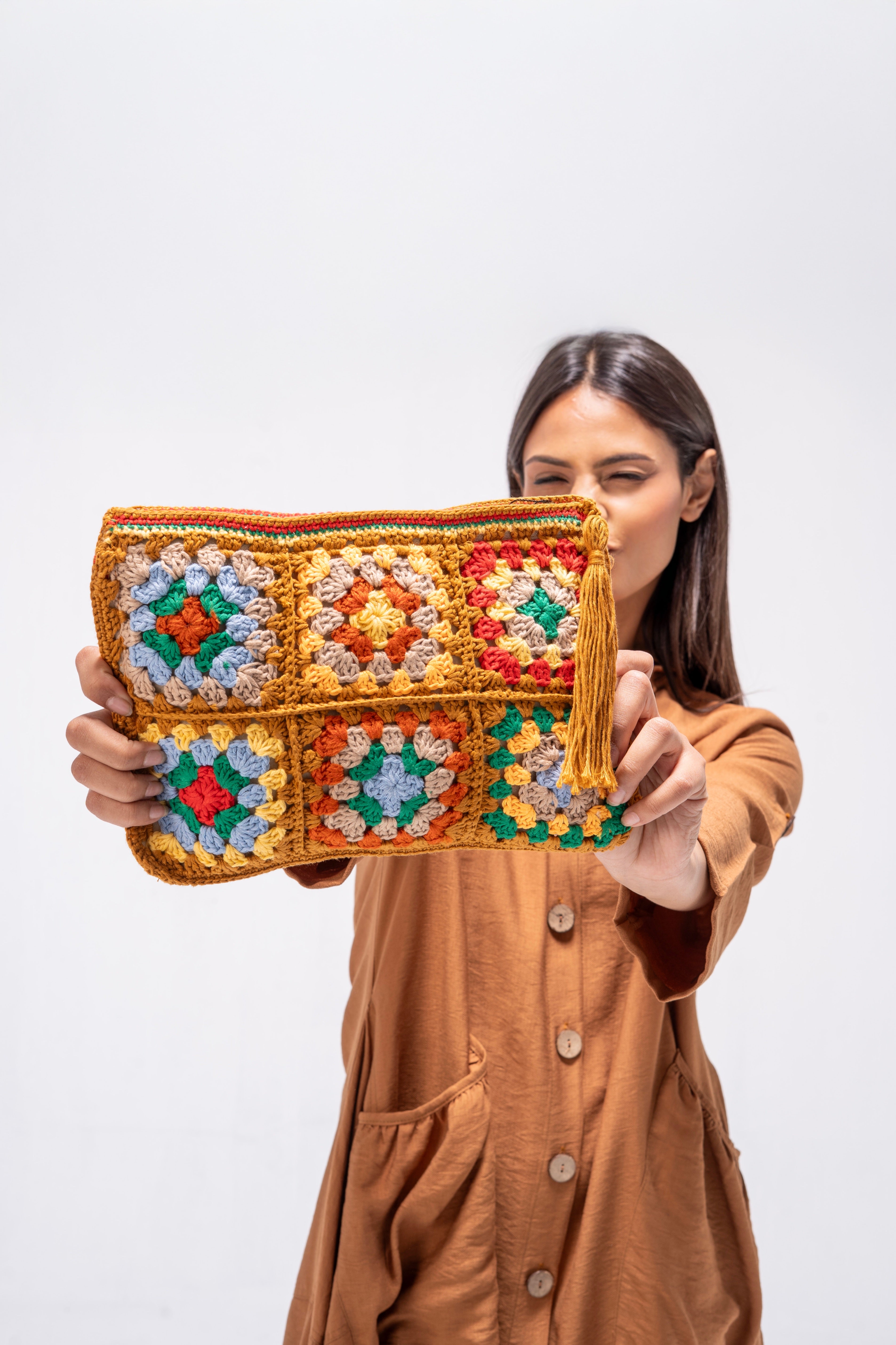 Boho Bloom Crochet Clutch