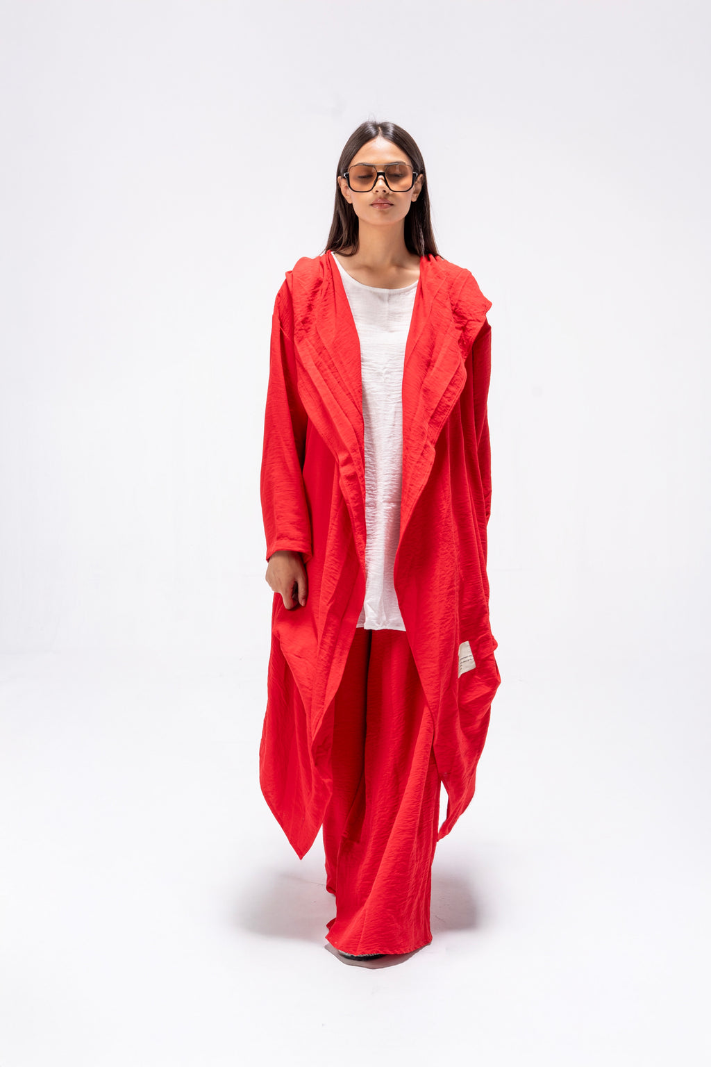 Red Hoodie Cardigan Set