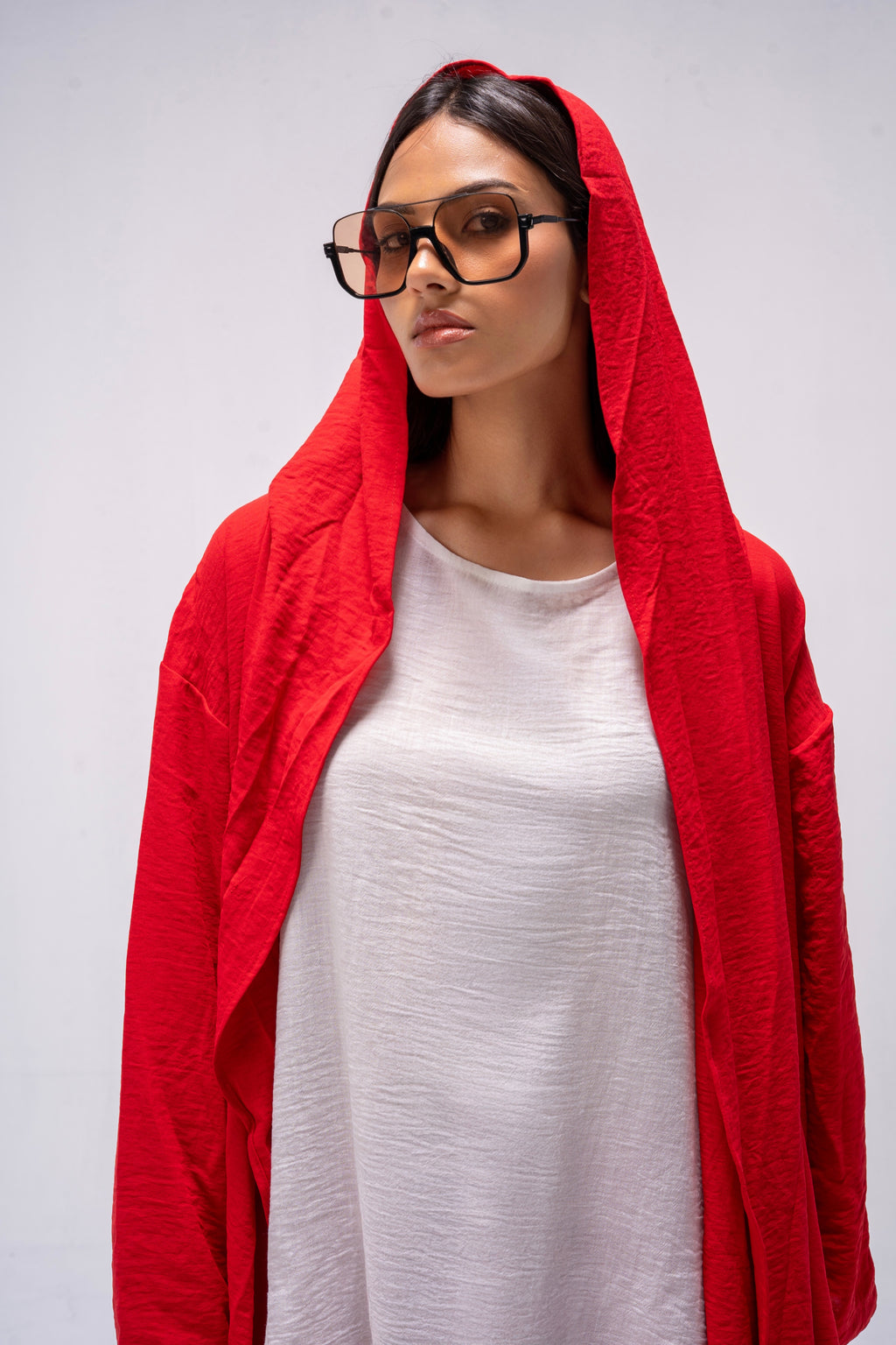 Red Hoodie Cardigan Set