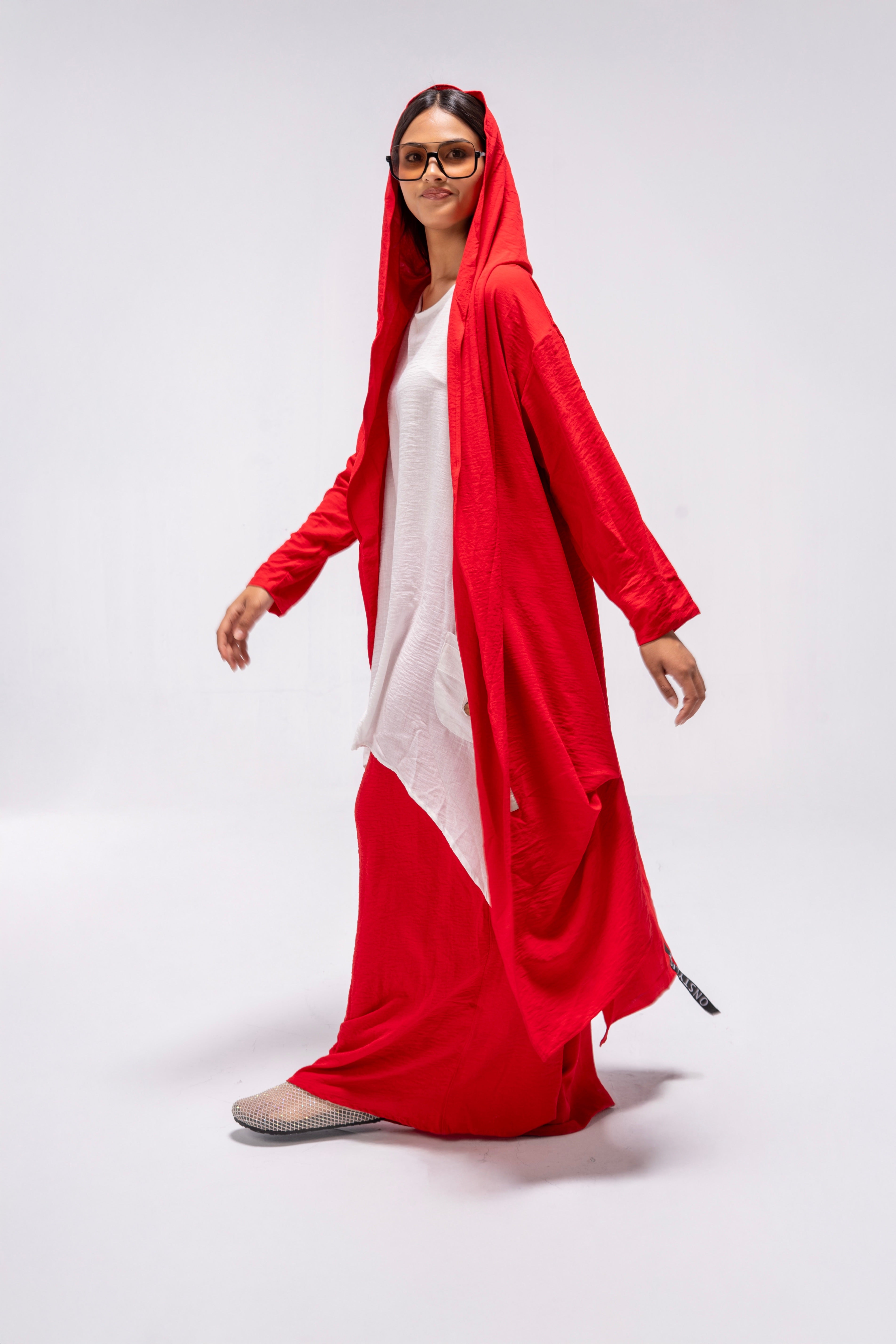 Red Hoodie Cardigan Set