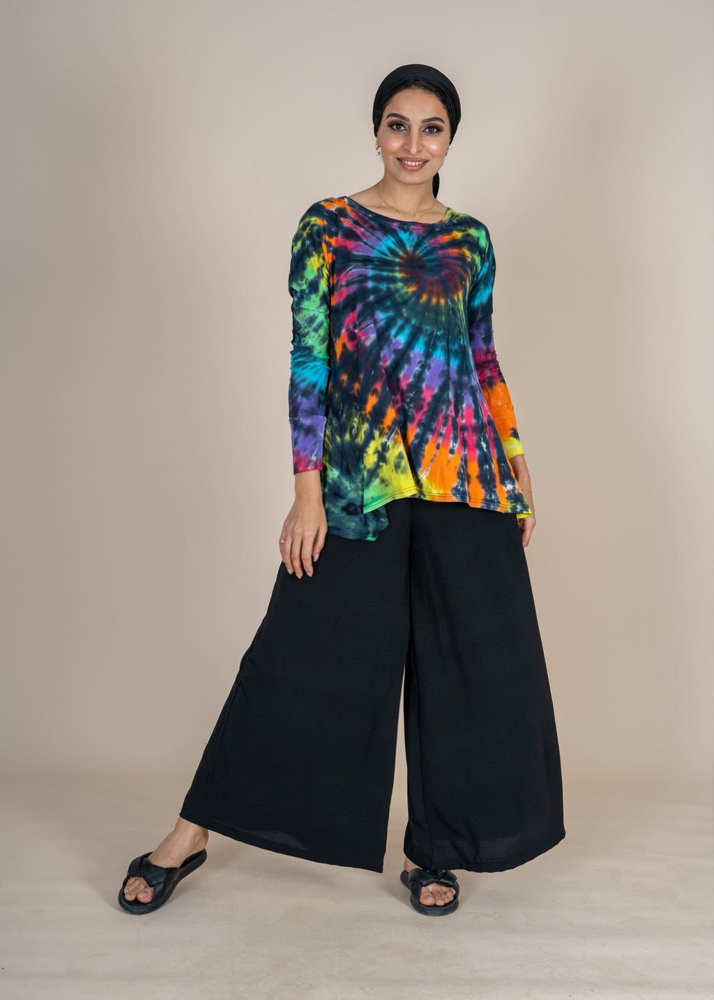 Multi Black Tie Dye Top