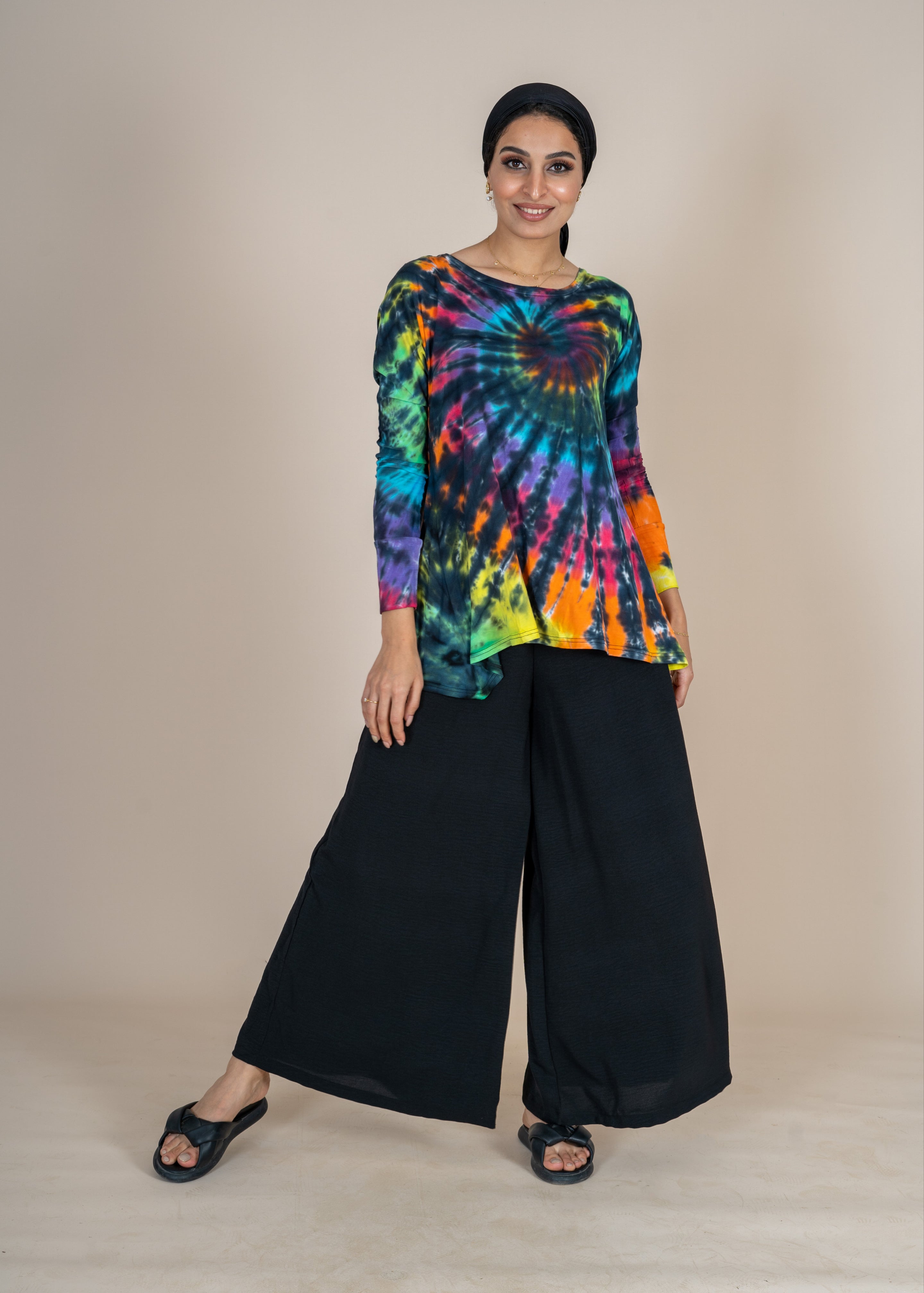 Multi Black Tie Dye Top