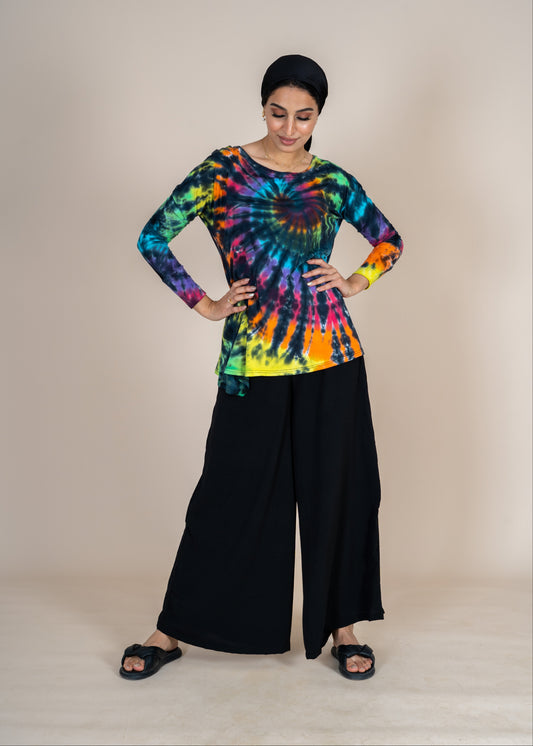 Multi Black Tie Dye Top