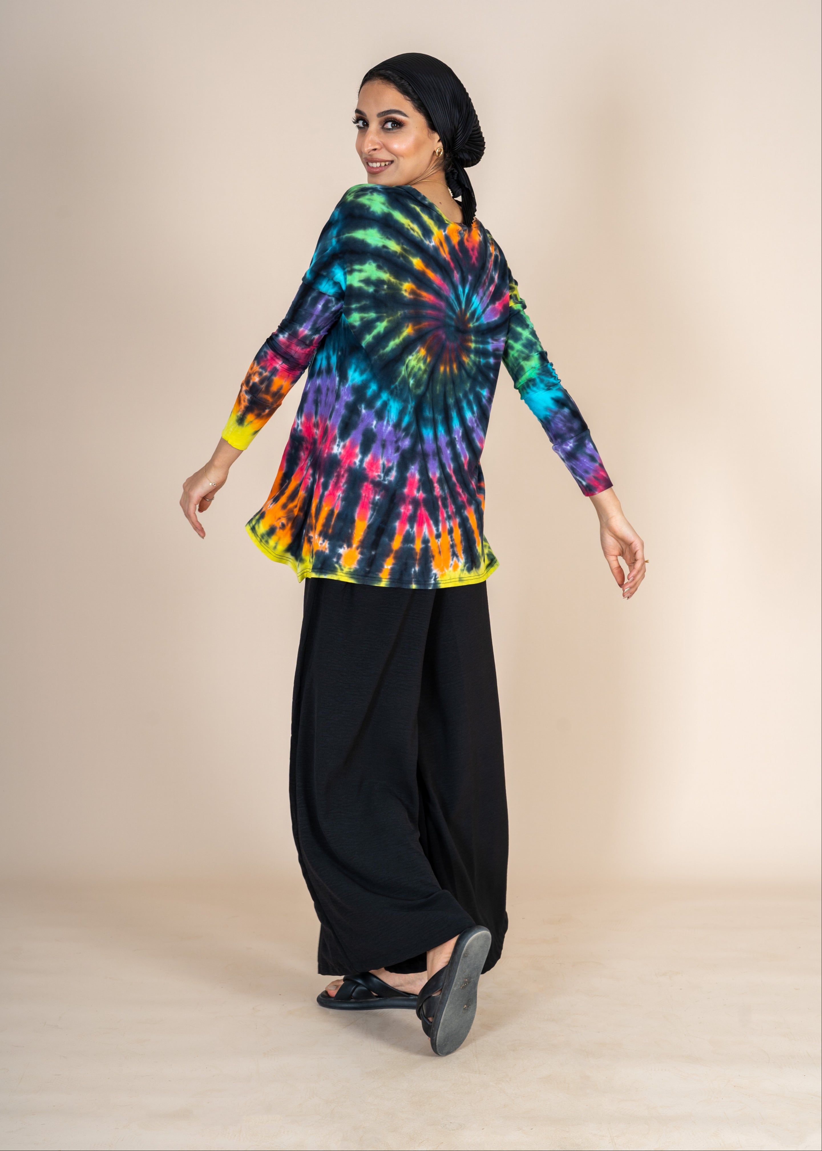 Multi Black Tie Dye Top