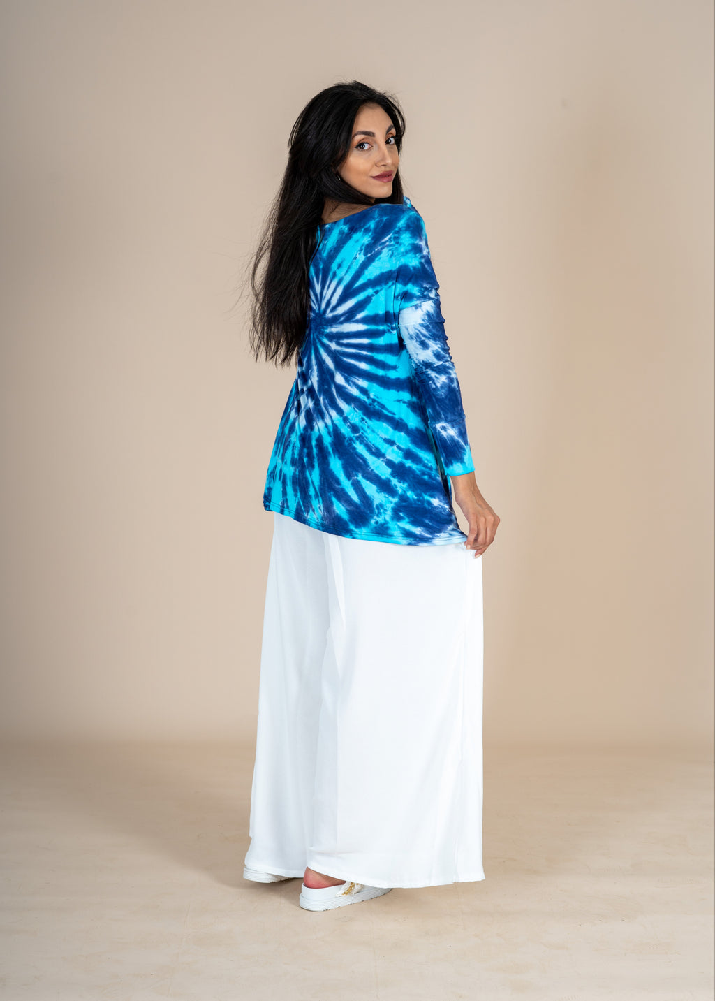 Multi Blue Tie Dye Top