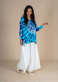 Multi Blue Tie Dye Top