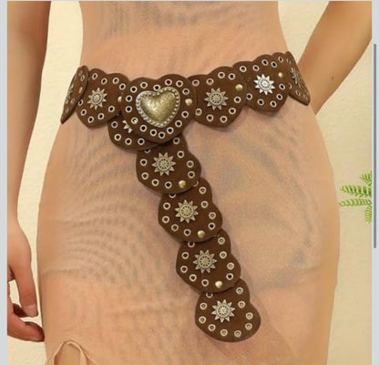 Heart & Sunburst Drop Belt 111CM