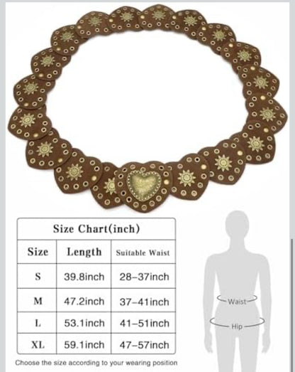 Heart & Sunburst Drop Belt 111CM