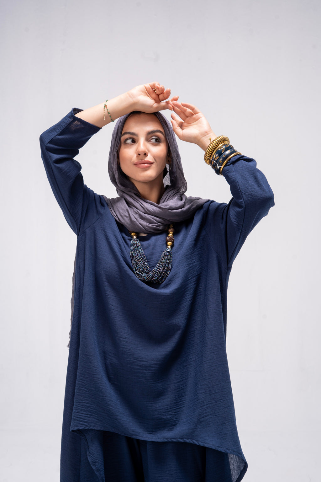 Navy  Breeze Linen Ensemble