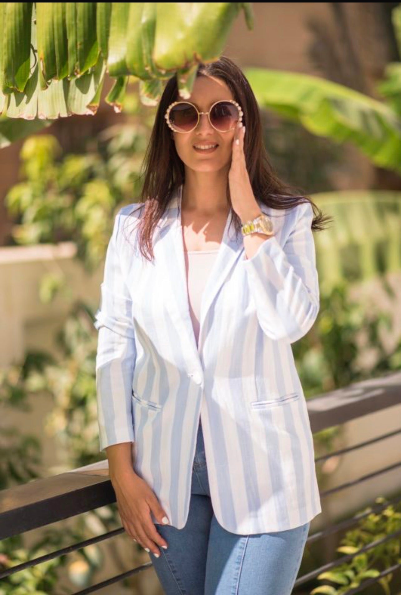 Azure Breeze Linen Blazer