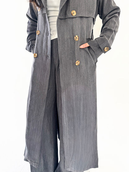 The Élan Trench Coat Denim  Blue